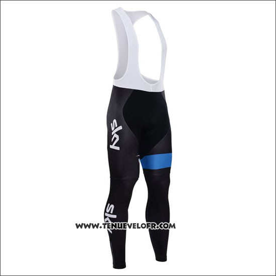 2015 Maillot Ciclismo Sky Azur et Noir Manches Longues et Cuissard